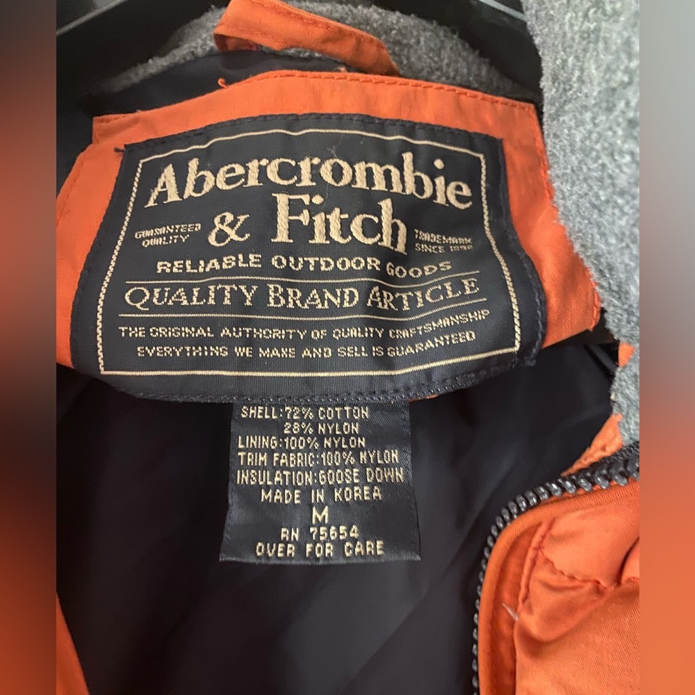 ABERCROMBIE & FITCH GOOSE DOWN PUFFER VEST M BURNT ORANGE